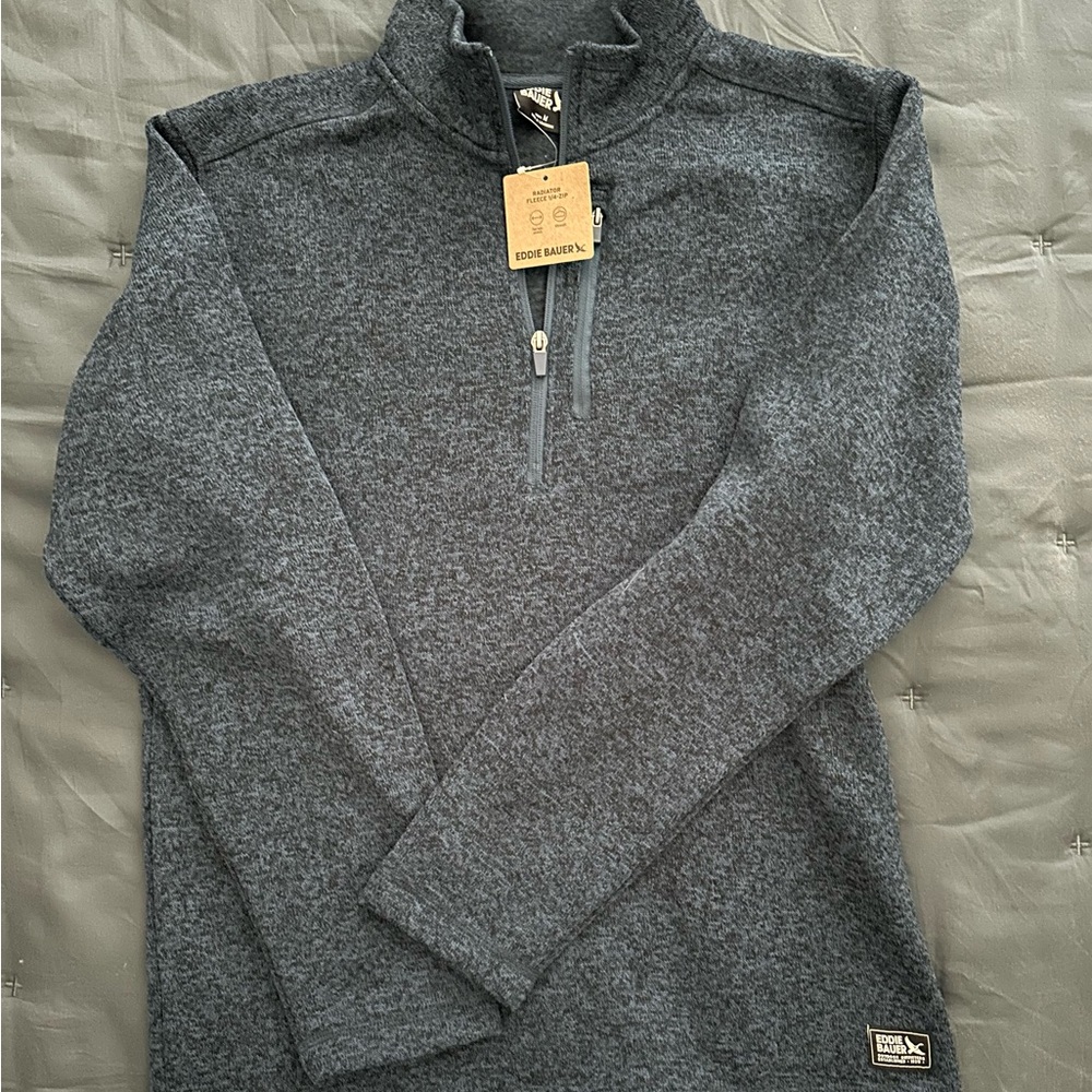 Eddie Bauer Men's Blue Quarter-Zip Sweater